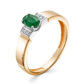 Кольцо из золота с бриллиантами и изумрудом