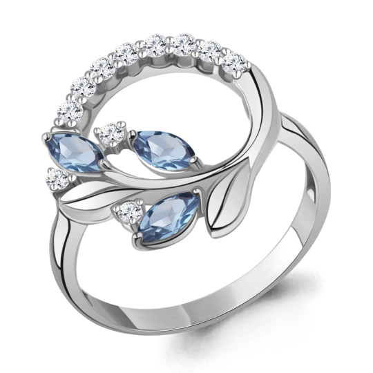 Кольцо из серебра с агатами и фианитами