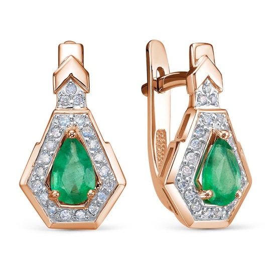 Серьги из золота с фианитами