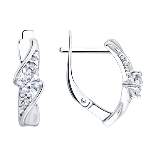 Серьги из серебра с ювелирными кристаллами