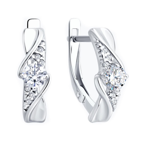 Серьги из серебра с ювелирными кристаллами