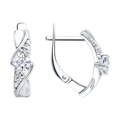 Серьги из серебра с фианитами