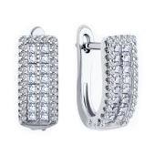 Серьги из серебра с фианитами