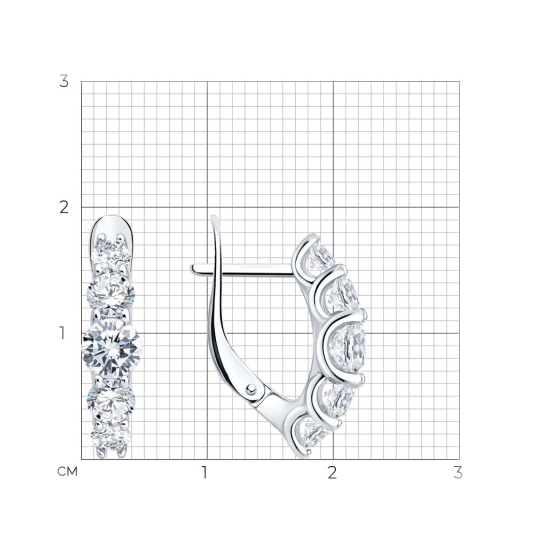 Серьги из серебра с фианитами