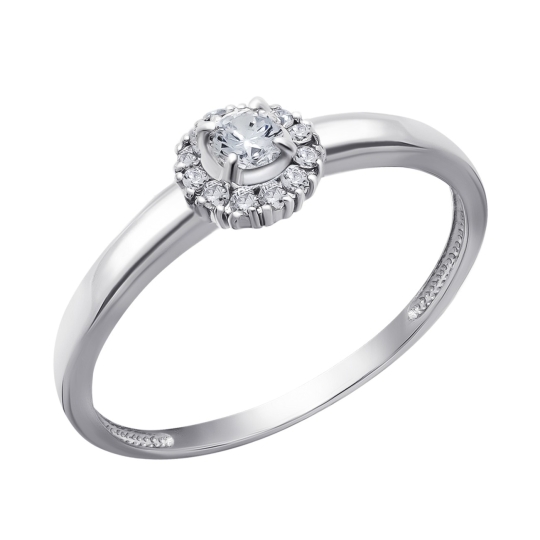 Кольцо из серебра с гранатом и фианитами