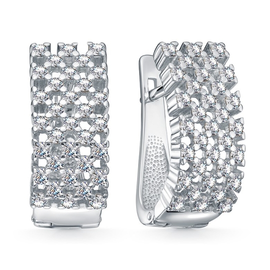 Серьги из серебра с фианитами