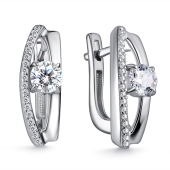 Серьги из серебра с фианитами