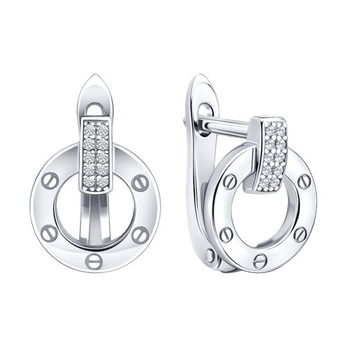 Серьги из серебра с фианитами