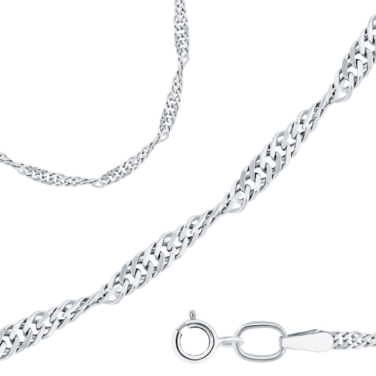 Цепь из белого золота плетения "Бисмарк"