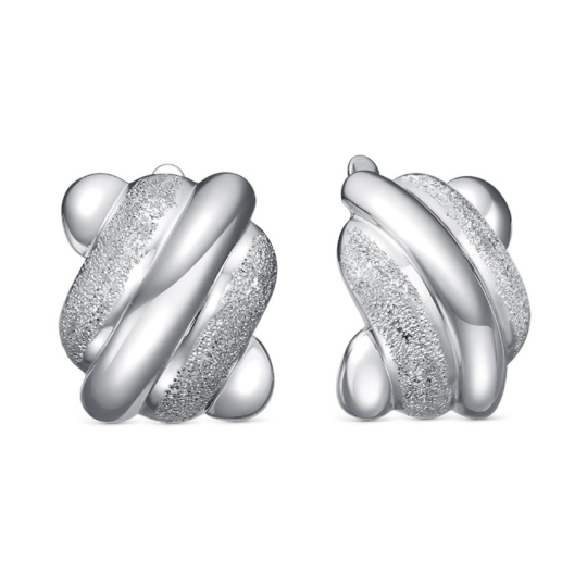 Серьги из серебра с золотыми вставками и бриллиантами