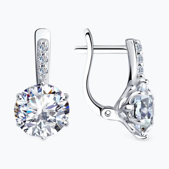Серьги из серебра с фианитами