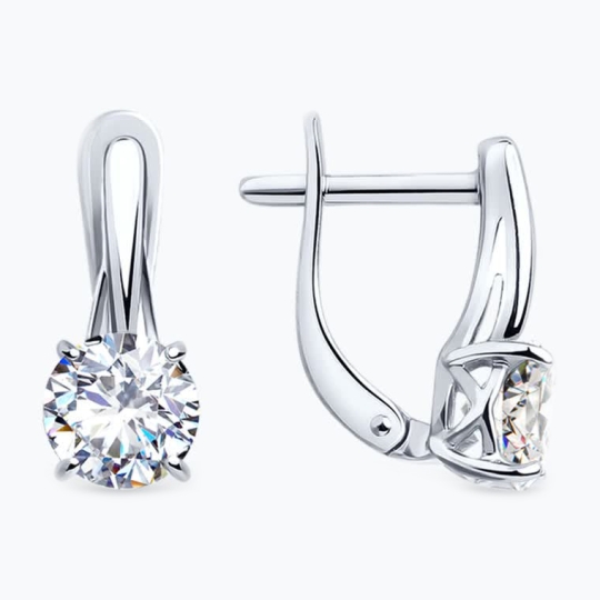 Серьги из серебра с фианитами
