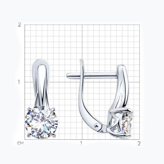 Серьги из серебра с фианитами