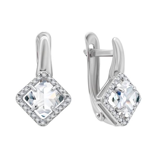 Серьги из серебра с фианитами