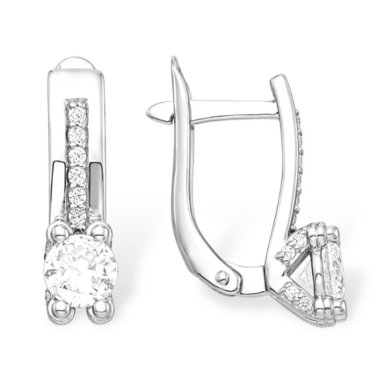 Серьги из серебра с золотыми вставками и бриллиантами