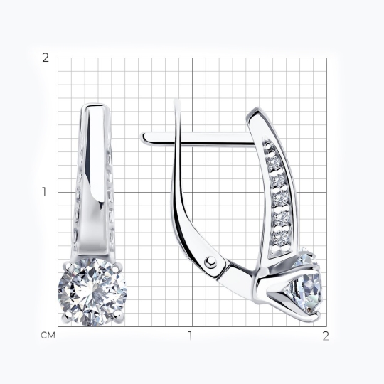 Серьги-кольца из серебра с фианитами 