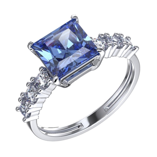 Серьги из серебра с кварцами и фианитами