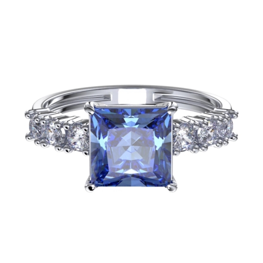 Серьги из серебра с кварцами и фианитами