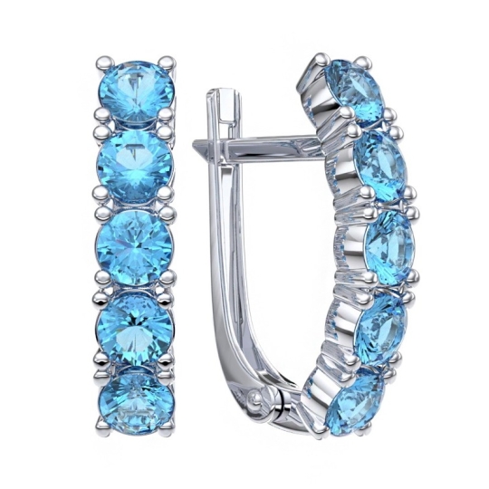 Серьги из серебра с жемчугом и фианитами