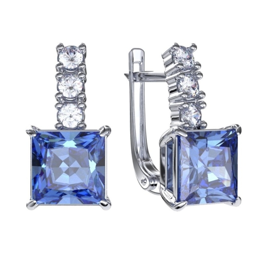 Серьги из серебра с ювелирными кристаллами