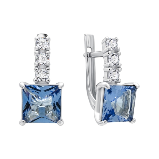 Серьги из серебра с фианитами