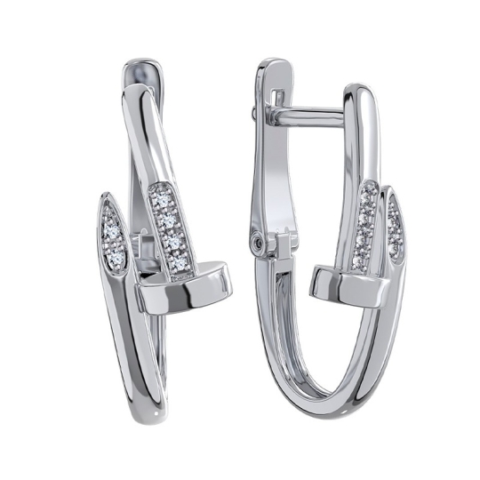 Серьги из серебра с сапфирами и фианитами 