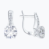 Серьги из серебра с фианитами