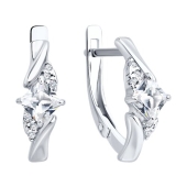 Серьги из серебра с фианитами