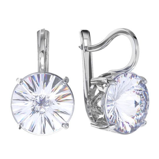 Серьги из серебра с аметистами и фианитами 