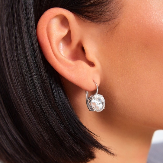 Серьги из серебра с фианитами