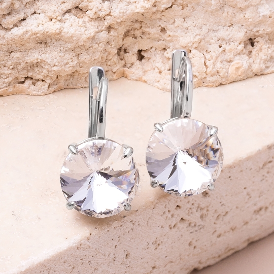 Серьги из серебра с ювелирными кристаллами