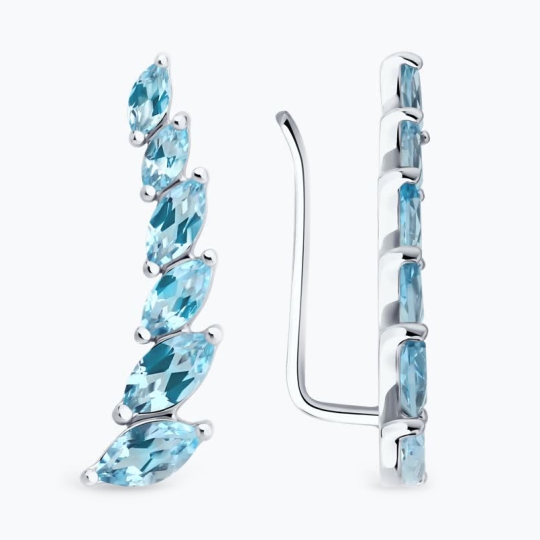 Серьги из серебра с фианитами 