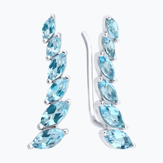 Серьги из серебра с фианитами 