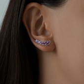 Серьги-эльфы из серебра с аметистами