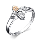 Кольцо из серебра с золотой вставкой и бриллиантом