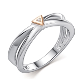 Кольцо из серебра с золотой вставкой и бриллиантом