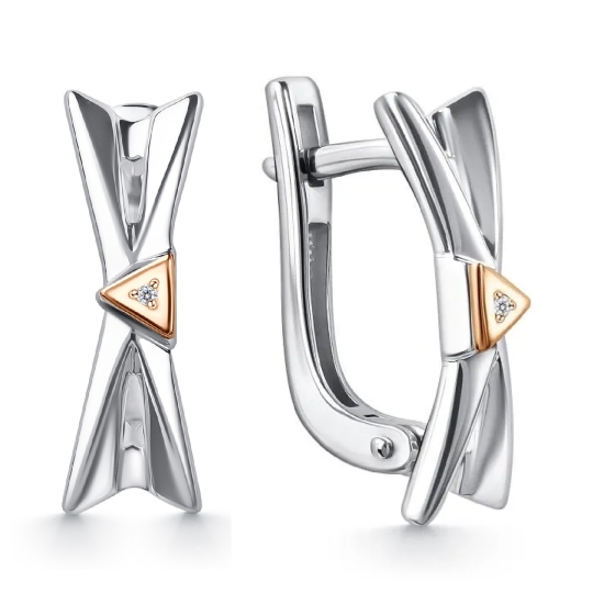 Серьги из серебра с позолотой и эмалью