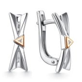 Серьги из серебра с золотыми вставками и бриллиантами