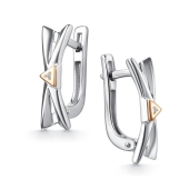 Серьги из серебра с золотыми вставками и бриллиантами