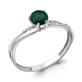 Кольцо из серебра с агатом и фианитами