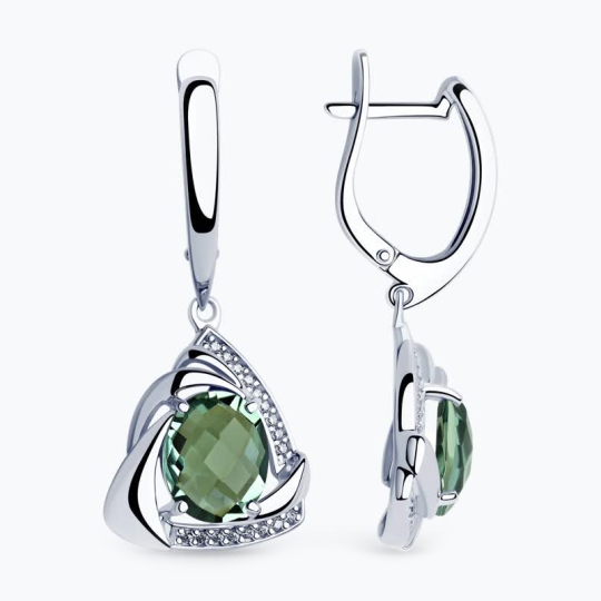 Серьги из серебра с фианитами