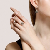 Серьги из серебра с кварцами и фианитами