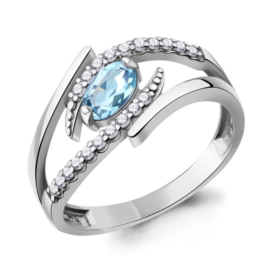 Кольцо из серебра с гранатом и фианитами