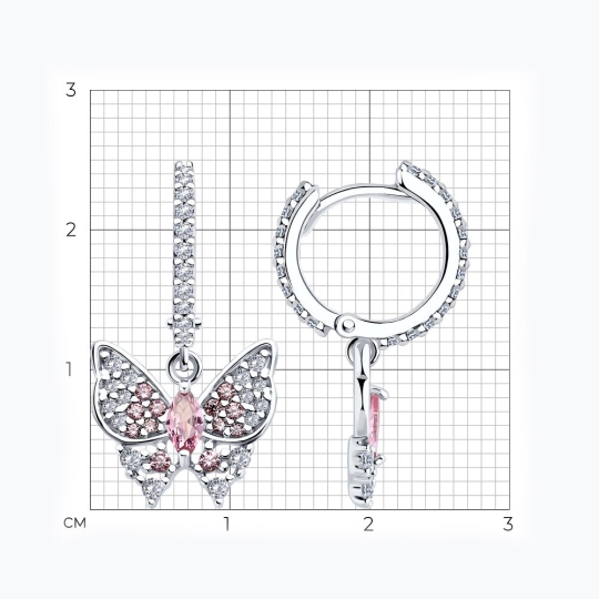 Серьги из серебра с фианитами