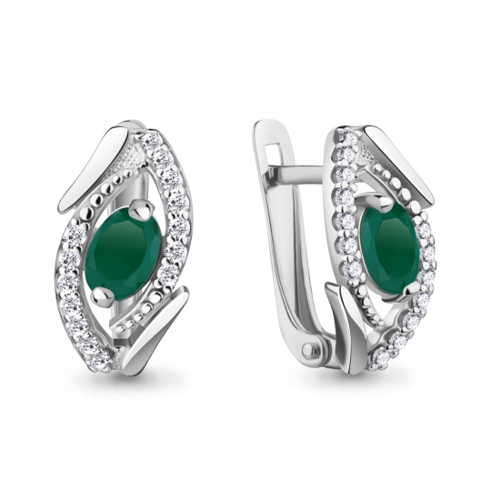 Серьги из серебра с гранатами и фианитами