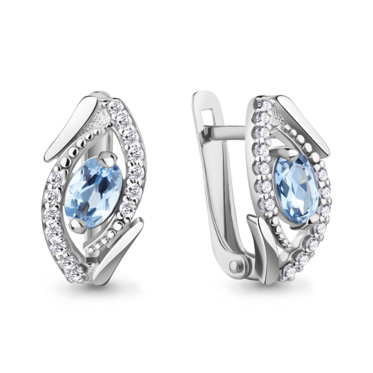 Серьги из серебра с гранатами и фианитами