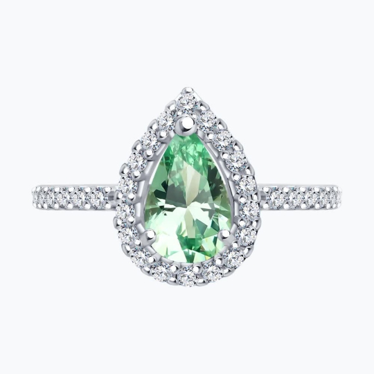 Кольцо из серебра с сапфировым корундом и фианитами