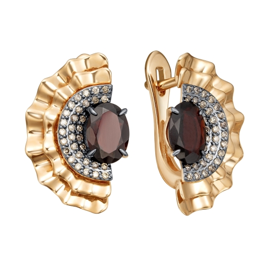 Подвеска-брошь из золота с бриллиантами и гранатом