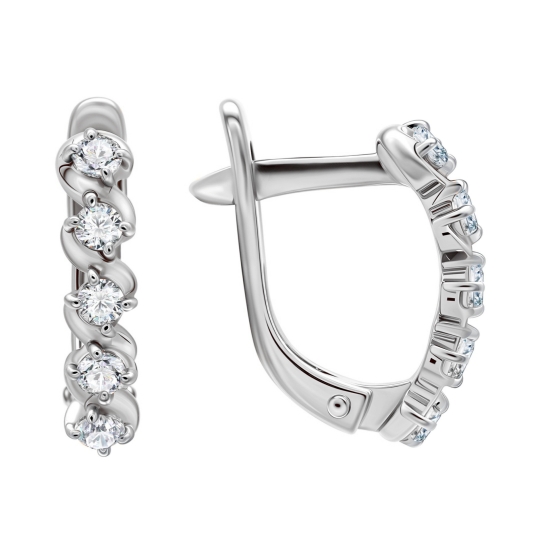 Серьги из серебра с позолотой, шпинелью и фианитами