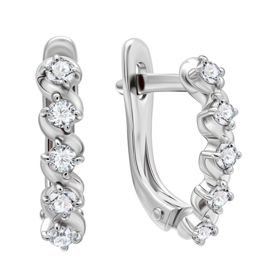 Серьги из серебра с позолотой, шпинелью и фианитами